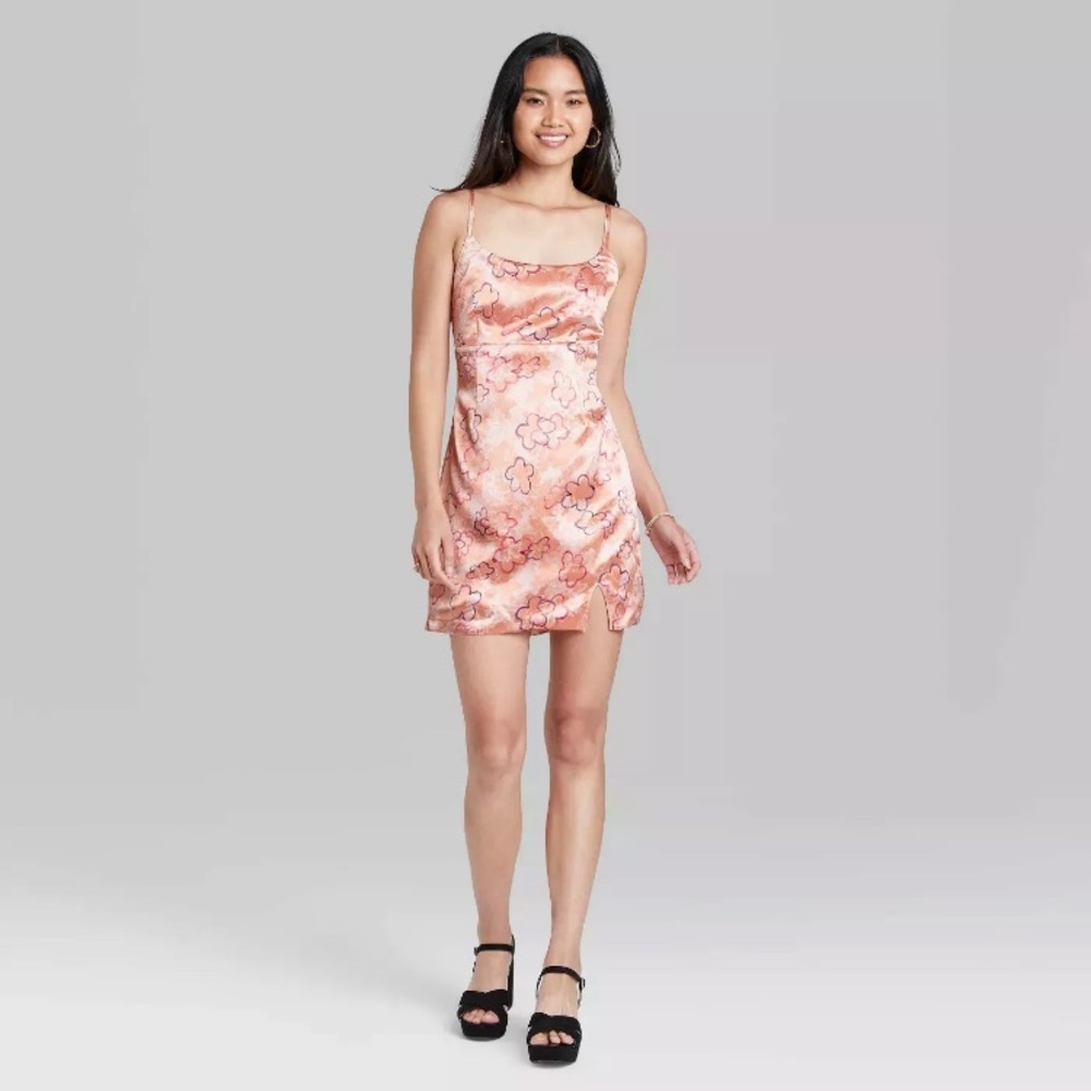 NWT Wild Fable Womens Notch Slip Dress Pink Floral